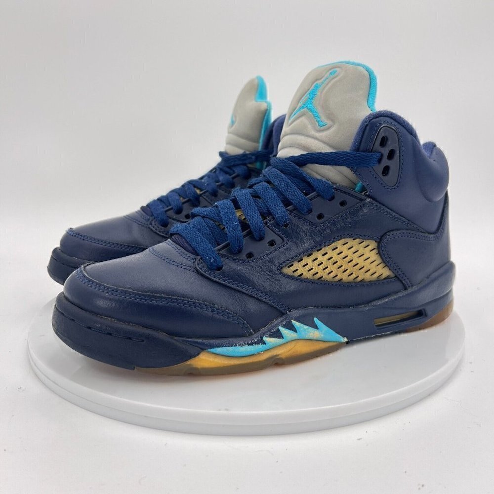 Nike Air Jordan Retro 5 Youth Size 5.5Y Women 7 440888-405 Navy Turquoise Shoes